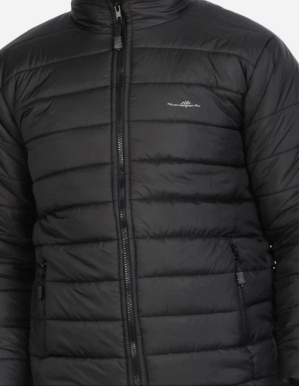 Men Puffer Solid Jacket - Black, M