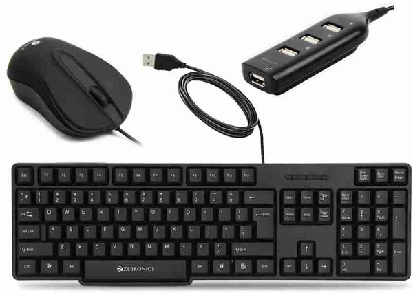Zebion Keyboard Mouse Set With Usb Hub | 3 In 1 Set