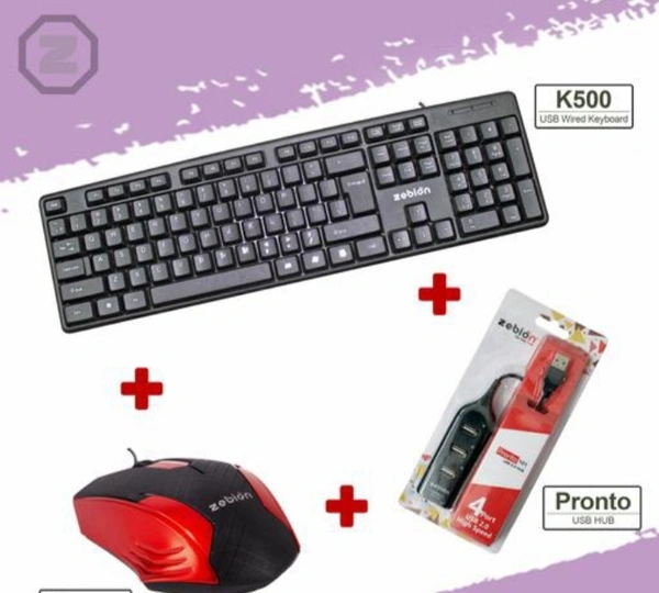 Zebion Key Mouse Set With Usb Hub