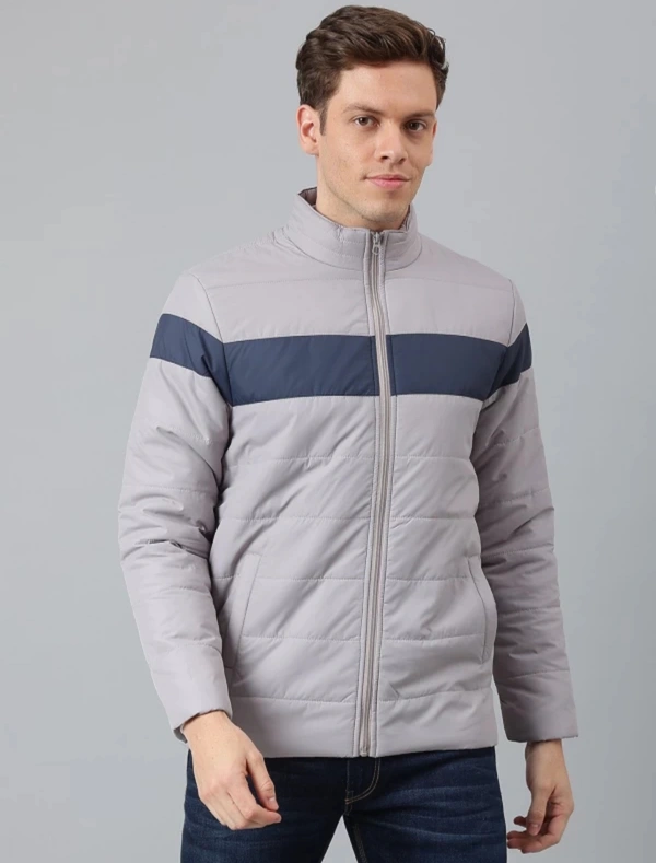 Dennis Lingo Men Colorblock Puffer Jacket  - Grey, XXL