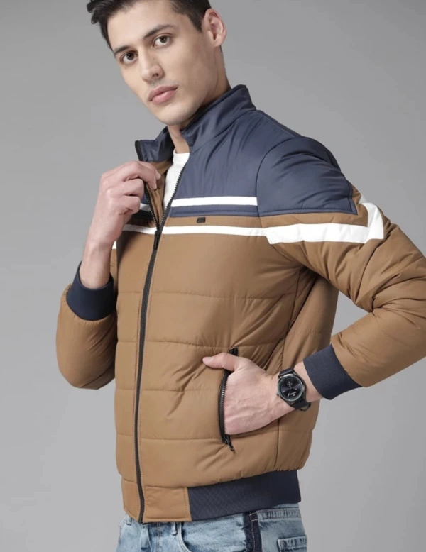 Roadster Men Colorblock Puffer Jacket - Brown, XXL