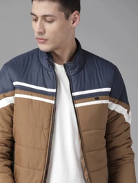Roadster Men Colorblock Puffer Jacket - Brown, XXL