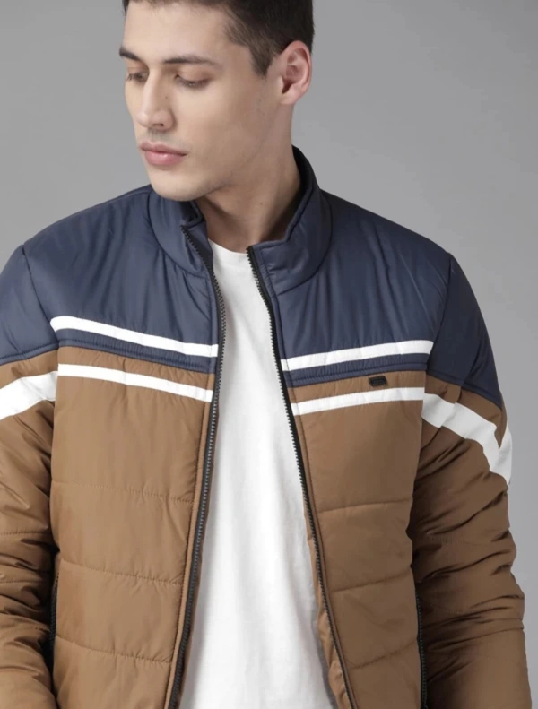 Roadster Men Colorblock Puffer Jacket - Brown, XXL