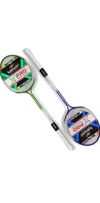 Kakwin X2-PRO Set Of 2 Piece Double Shaft Badminton Racket With 3 Piece Plastic Shuttle Badminton Kit - 26 Inches