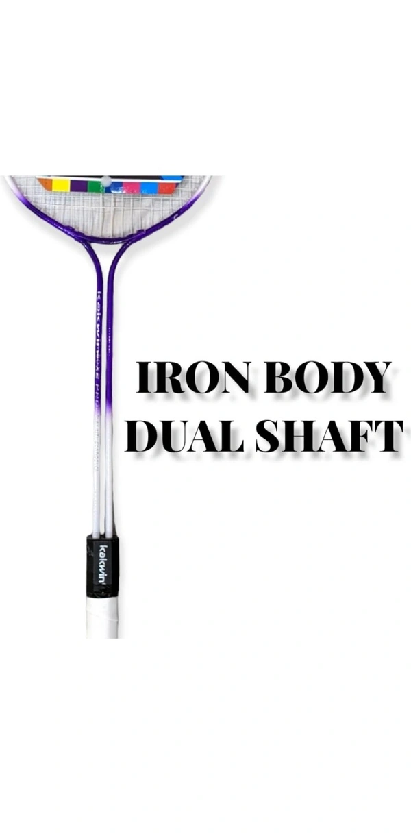 Kakwin X2-PRO Set Of 2 Piece Double Shaft Badminton Racket With 3 Piece Plastic Shuttle Badminton Kit - 26 Inches