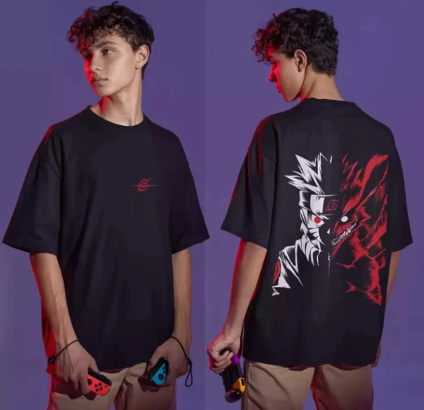 Anime Printed T Shirt For Men - Black, L