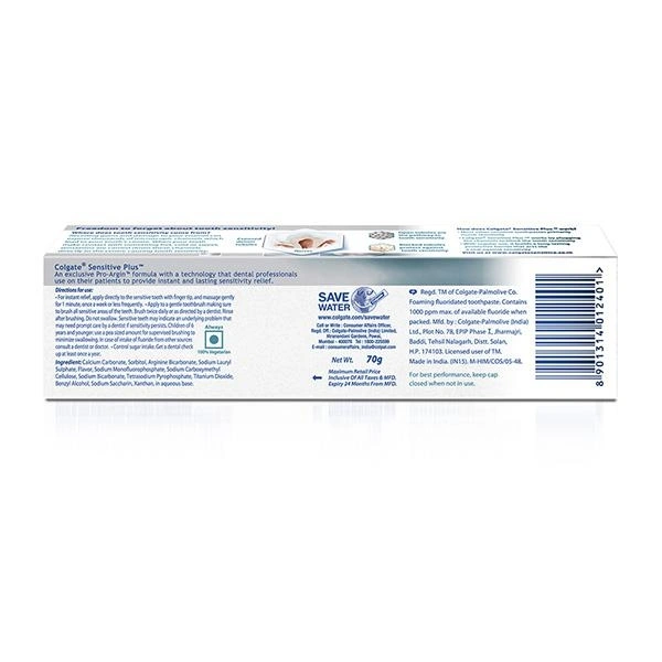 Colgate Sensitive Plus Toothpaste  - 70g