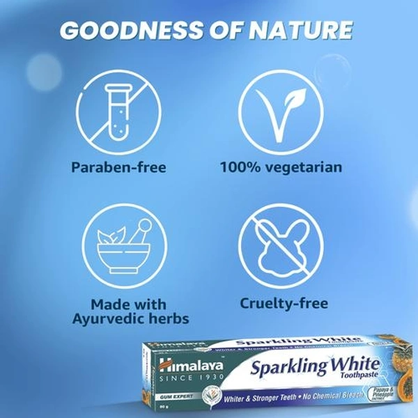Himalaya Sparkling White Toothpaste (Free Toothbrush) - 80g