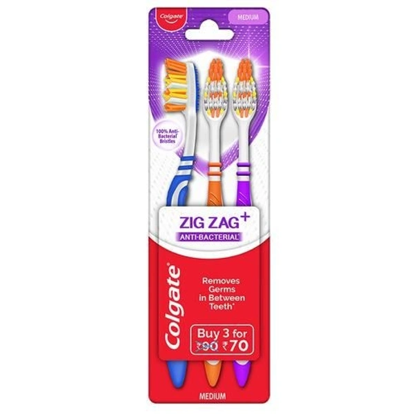 Colgate Zig Zag+ Anti-bacterial Toothbrush(3 Toothbrush)