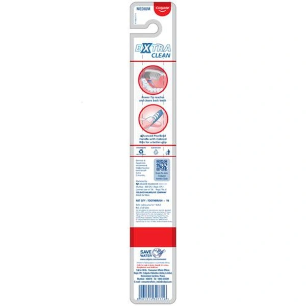 Colgate Extra Clean Power Tip Medium Toothbrush  - Electric Violet