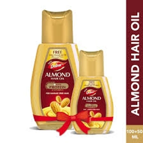 Dabur Almond Hair Oil Enriched With Soya Protein & 10x Vitamin-E - 100ml(Get 50ml Almond Oil Free)