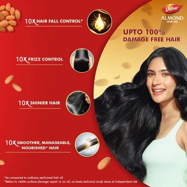 Dabur Almond Hair Oil Enriched With Soya Protein & 10x Vitamin-E - 200ml(Get Dabur Get Toothpaste Worth 20rs)