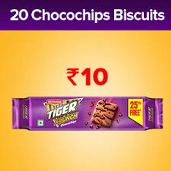 Britannia Tiger Krunch Chocochips Biscuit - 10rs