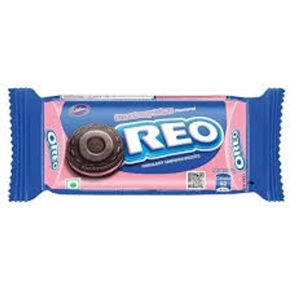 Oreo Strawberry Creme Flavoured Chocolatey Sandwich Biscuits - 10rs