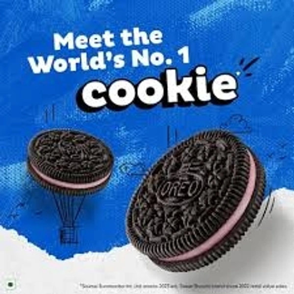 Oreo Strawberry Creme Flavoured Chocolatey Sandwich Biscuits - 10rs