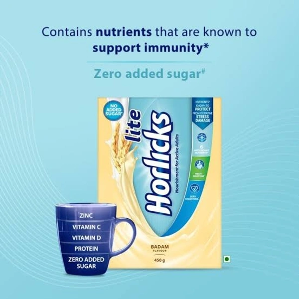 Horlicks Lite  Nourishment For Active Adults Badam Flavour  - 450g(Packet)