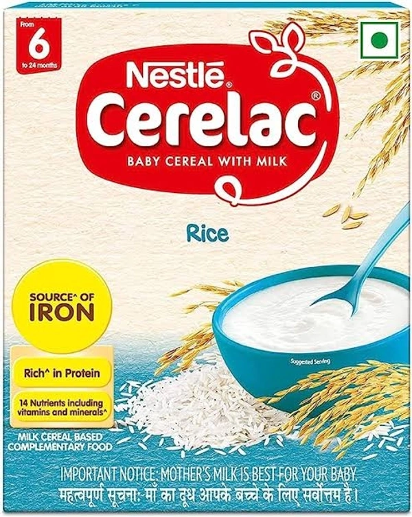 Nestle Cerelac Baby Cereal with Milk , Rice ,Stage 1, From 6 to 24 Months , Source of Iron & Protein , 300g