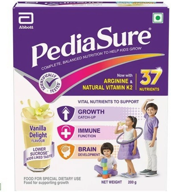 PediaSure Health and Nutrition Drink Powder for Kids Growth Vanilla Flavour Pouch - 200g