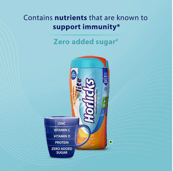 Horlicks Lite Nourishment For Active Adults Regular Malt Flavour Jar - 450g