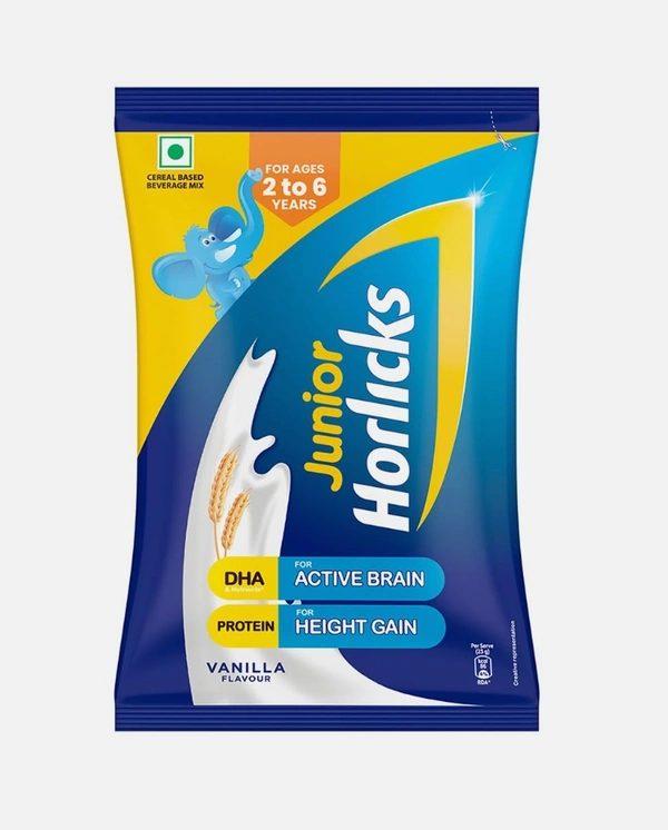Junior Horlicks Health & Nutrition Drink Vanilla, Children's health drink for overall growth | Health drink for kids 2 to 6 years Vanilla Flavour - 400g(Packet)