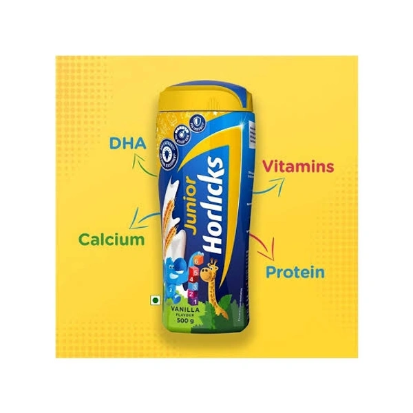 Junior Horlicks Health & Nutrition Drink Vanilla, Children's health drink for overall growth | Health drink for kids 2 to 6 years Vanilla Flavour - 400g(Packet)