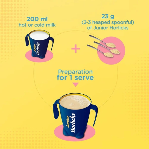 Junior Horlicks Health & Nutrition Drink Vanilla, Children's health drink for overall growth | Health drink for kids 2 to 6 years Vanilla Flavour - 500g(Jar)