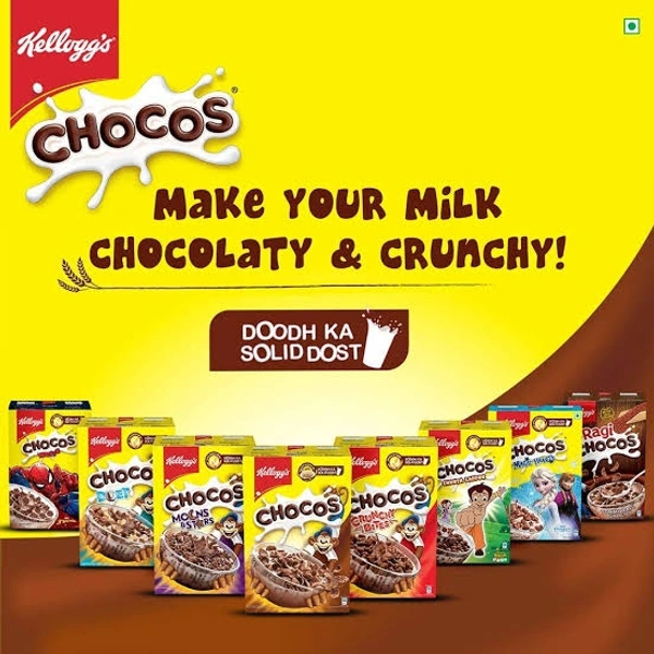 Kellogg's Chocos, with Protein & Fibre of 1 Roti* in Each Bowl**, High in Calcium & Protein, with 10 Essential Vitamins & Minerals, Breakfast Cereals  - 250g
