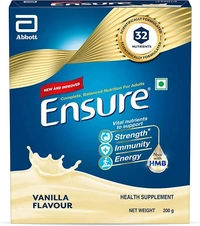 Ensure Complete, Balanced Nutrition Drink For Adults| Now With A Special Ingredient HMB And 32 Essential Nutrients To Help Build & Protect Muscle Strength Vanilla Flavour Box - 200g
