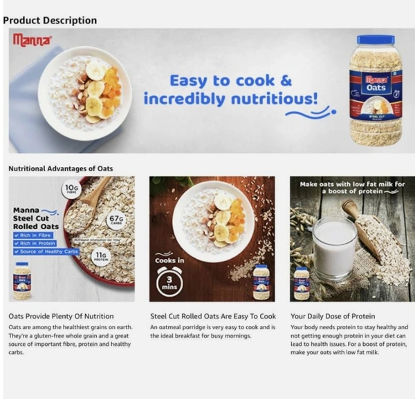 Manna Steel Cut Oats - Gluten Free Jar - 500g