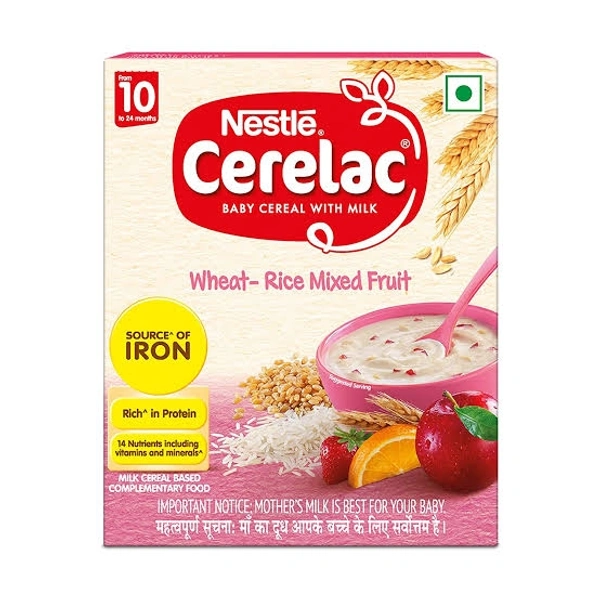 Nestle Cerelac Baby Cereal with Milk , Wheat - Rice Mixed Fruit , From 10 to 24 Months , Stage 3, Source of Iron & Protein - 300g