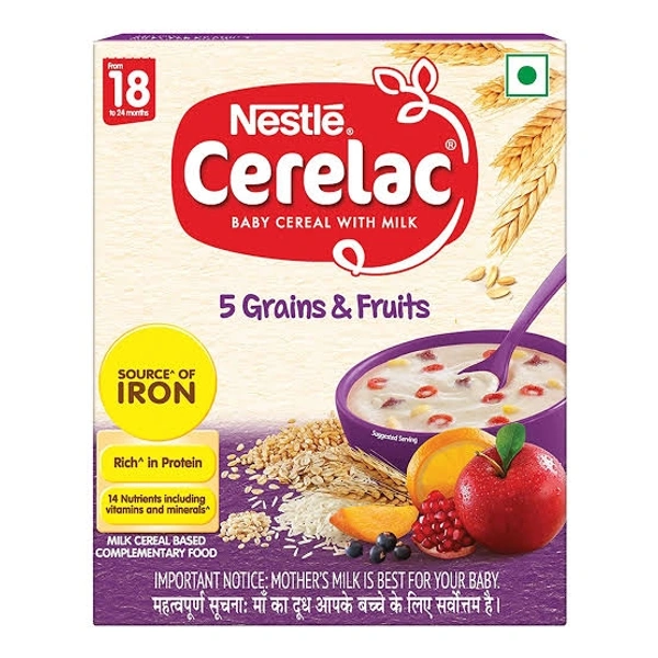 Nestle Cerelac Baby Cereal with Milk , 5 Grains & Fruits ,Stage 5, From 18 to 24 Months , Source of Iron & Protein - 300g