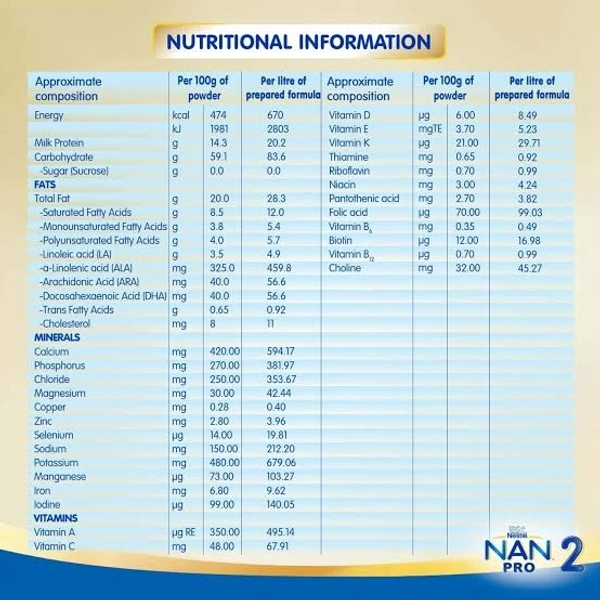 Nestle NAN PRO 2 Follow-up Formula Powder - After 6 months, Stage 2 - 400g