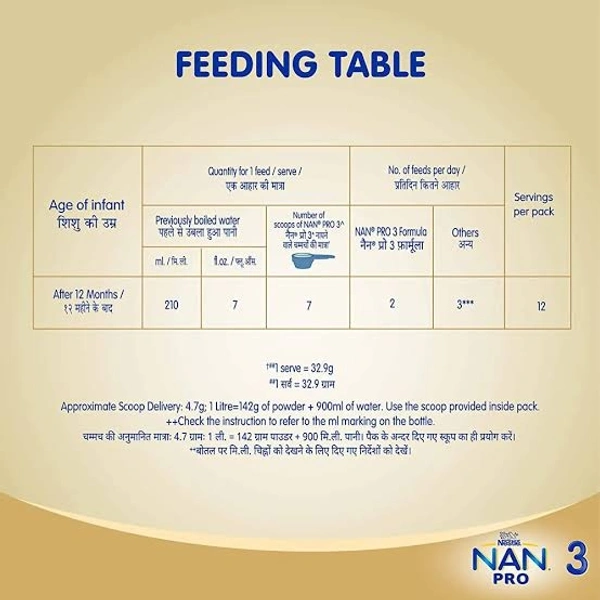 Nestle NAN PRO 3 Follow-Up Formula-Powder (After 12 months), Stage 3 - 400g