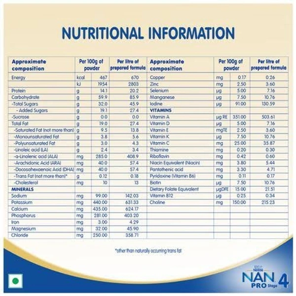 Nestlé NAN PRO 4 Follow-Up Formula Powder - After 18 months, Up to 24 months, Stage 4 - 400g