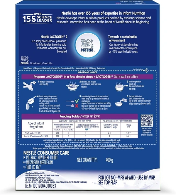 Nestle LACTOGEN 2 Follow-Up Formula Powder - After 6 months, Stage 2 - 400g