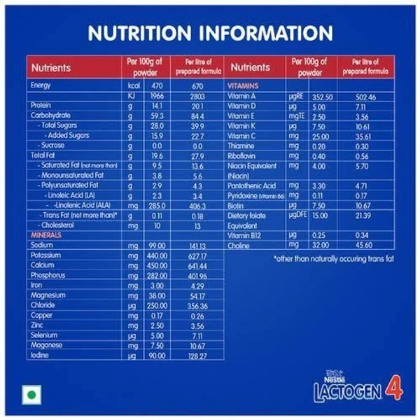 Nestlé Lactogen 4 Follow-Up Formula Powder - After 18 Months Upto 24 Months, Stage 4 - 400g