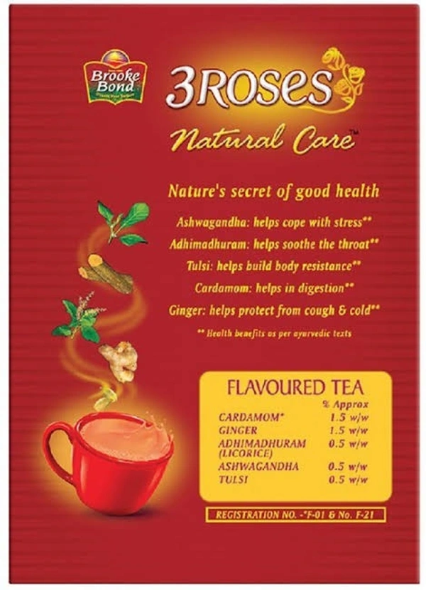 Brooke Bond 3 Roses, Natural Care Flavoured Tea - 100g