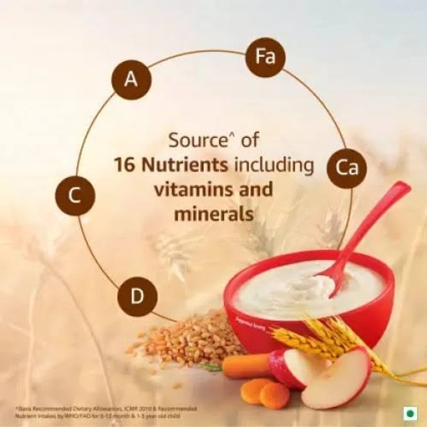 Nestle Cerelac Baby Cereal with Milk , Wheat Apple Carrot ,Stage 1, From 6 to 24 Months , Source of Iron & Protein - 300g