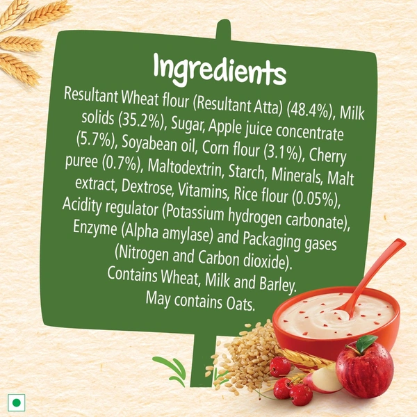 Nestle Cerelac Baby Cereal with Milk , Wheat Apple Cherry ,Stage 2, From 8 to 24 Months , Source of Iron & Protein - 300g