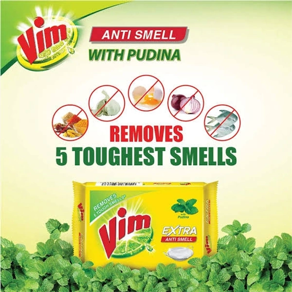 Vim Extra Anti Smell With Pudina Dishwash Bar - 10rs