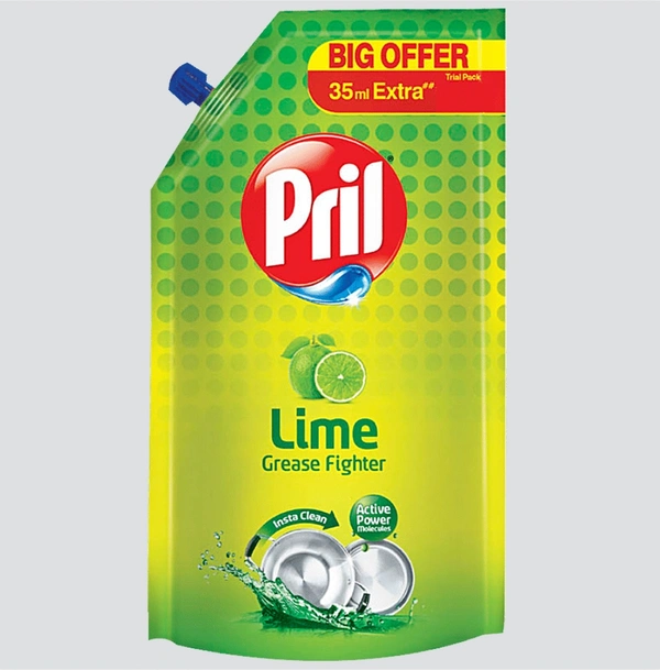 Pril Lime Grease Fighter Dishwash Liquid Pouch - 20rs