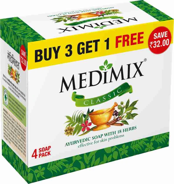 Medimix Ayurvedic Soap With 18 Herbs - Buy 3 Get 1 Free