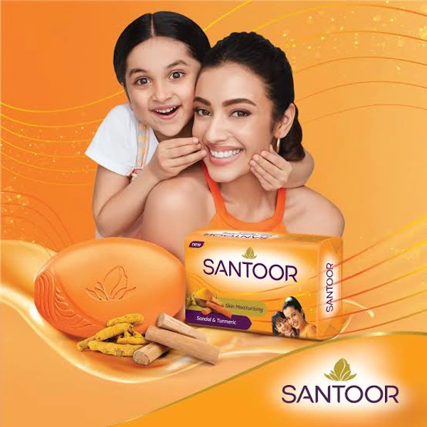 Santoor Sandal & Turmeric Soap - 4 x 100g(Super Saver Pack)