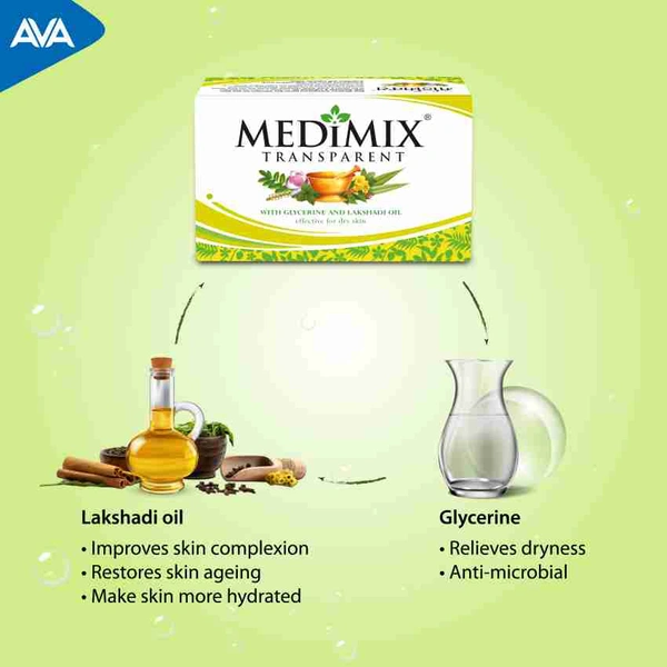 Medimix Transparent | Bathing Bar For dry Skin | With Glycerine and Lakshadi Oil | - 125g
