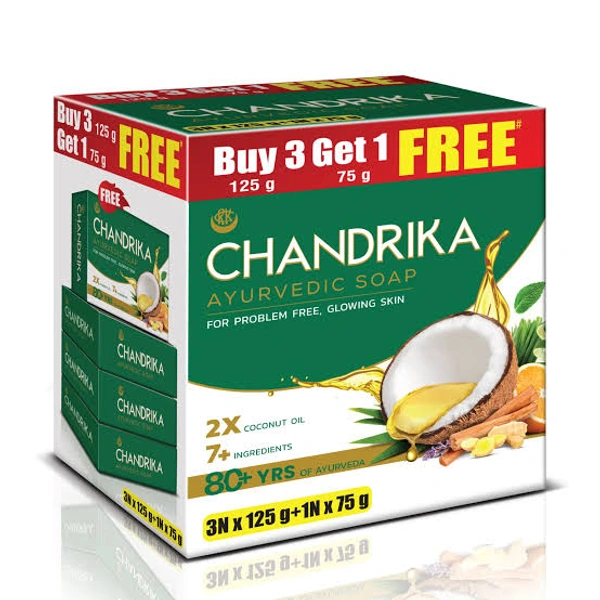 Chandrika Ayurvedic Soap For Problem Free , Glowing Skin  - Buy 3 Get 1 Free
