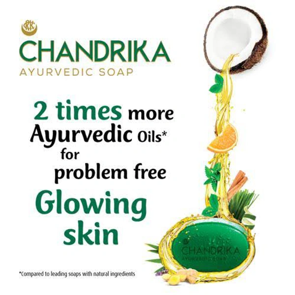 Chandrika Ayurvedic Soap For Problem Free , Glowing Skin  - Buy 3 Get 1 Free