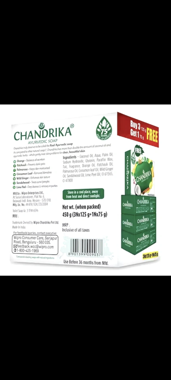 Chandrika Ayurvedic Soap For Problem Free , Glowing Skin  - Buy 3 Get 1 Free