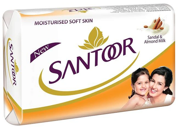 Santoor Almond Soft With Sandal & Almond Milk Soap - 100g
