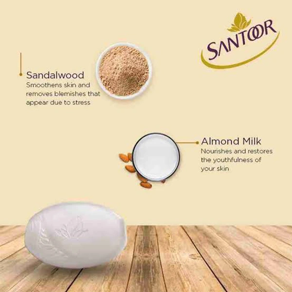 Santoor Almond Soft With Sandal & Almond Milk Soap - 100g