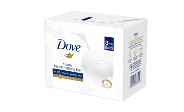 Dove Cream Beauty Bathing Bar | For Soft , Smooth Skin - 3 x 75g Bars (Super Value Pack)